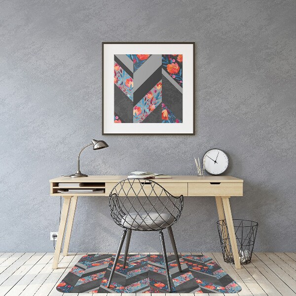 bodenschutzmatte schreibtischstuhl Blumen in Herringbone.