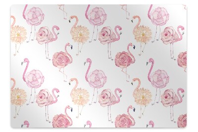 bodenschutzmatte bürostuhl Flamingos und Blumen