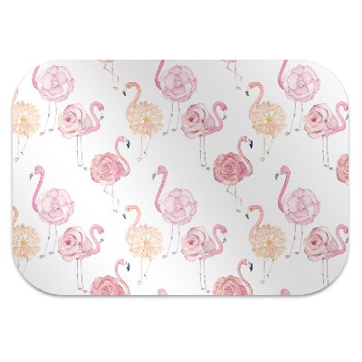 bodenschutzmatte bürostuhl Flamingos und Blumen