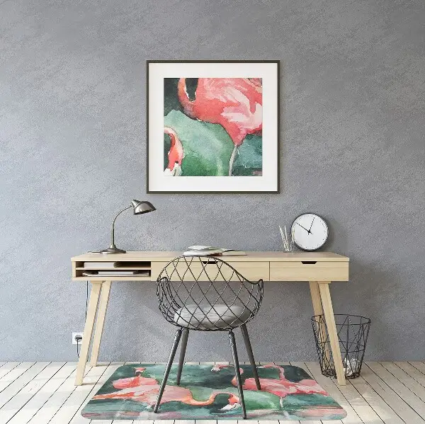 Stuhlmatte für Hartböden Lackierte Flamingos.