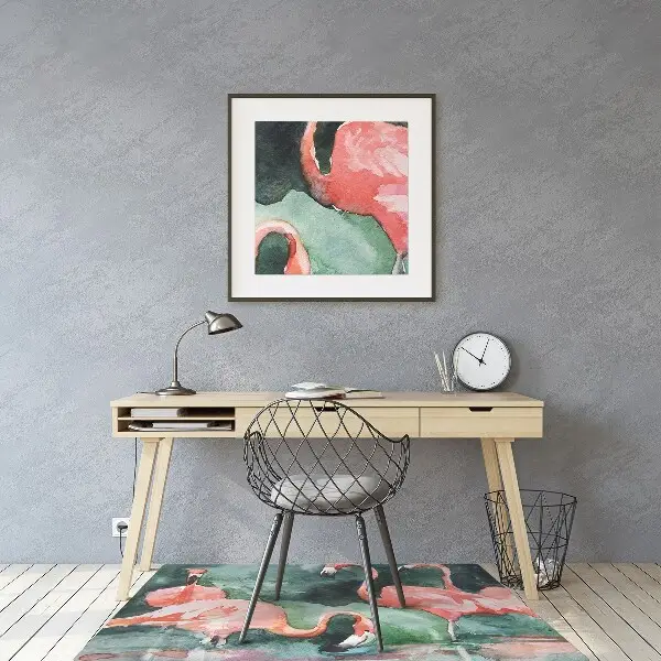 Stuhlmatte für Hartböden Lackierte Flamingos.