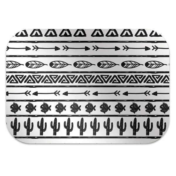 Bodenschutzmatte Boho schwarz und weiß