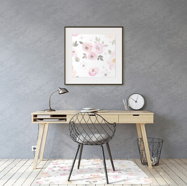 bodenschutzmatte schreibtischstuhl Aquarellblumen