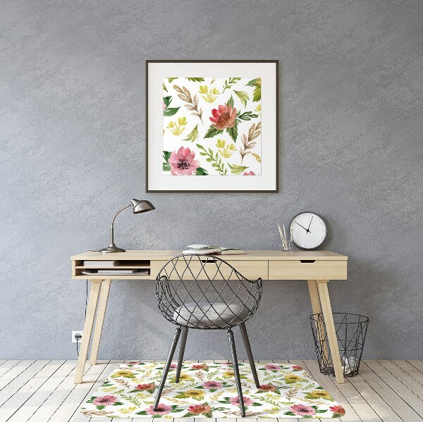 Bürostuhlunterlage Aquarellblumen
