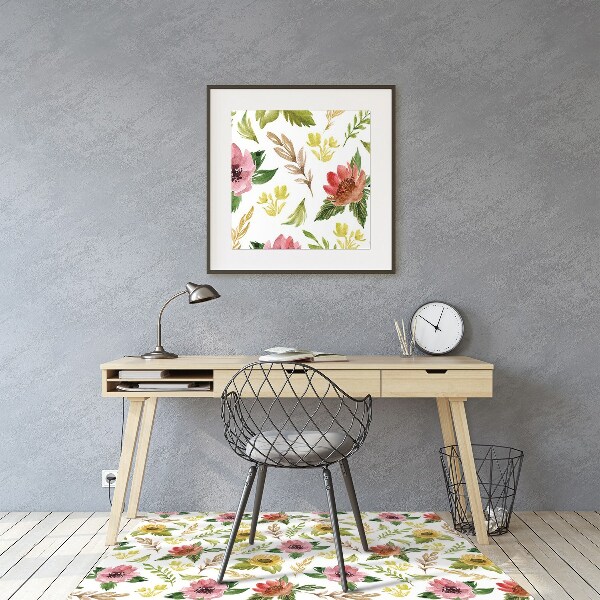 Bürostuhlunterlage Aquarellblumen