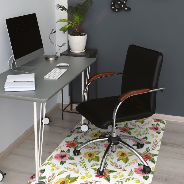 Bürostuhlunterlage Aquarellblumen