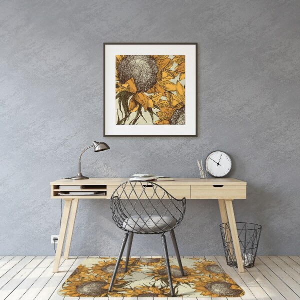 Stuhlmatte Retro Sonnenblumen