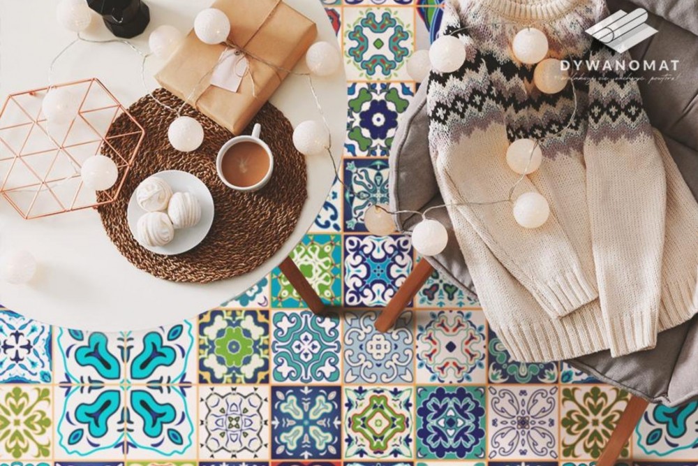 Geometrische Figuren auf Vinylteppichen